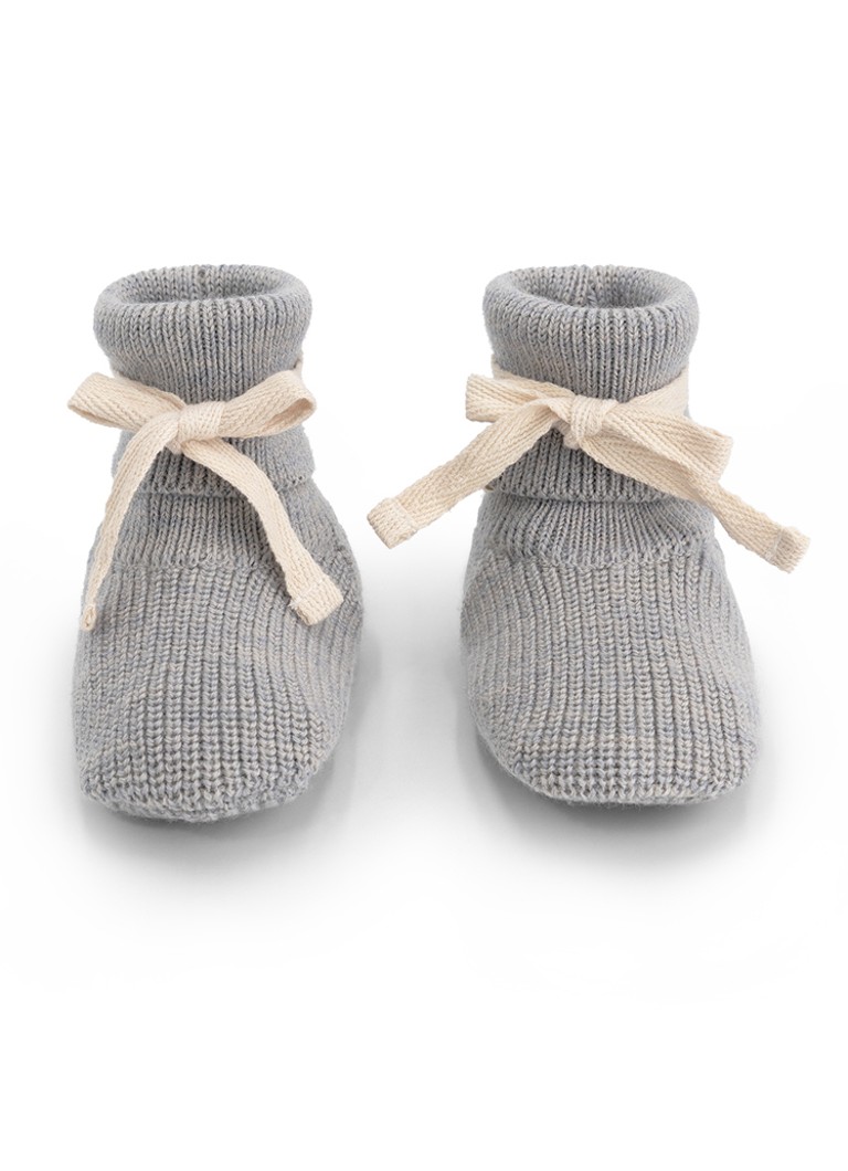 Gray Label Meisjes Grofgebreide babyslofje van wol in de kleur Grijsmele, maat: 6M-12M=80