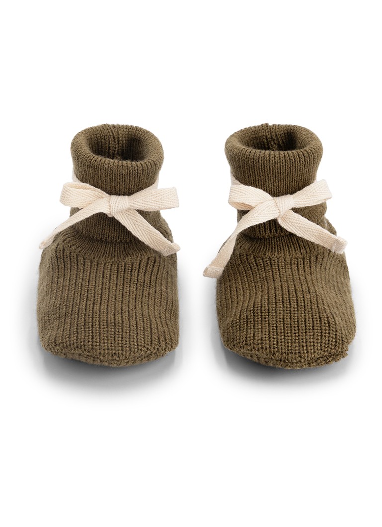 Gray Label Meisjes Grofgebreide babyslofje van wol in de kleur Bruin, maat: 6M-12M=80
