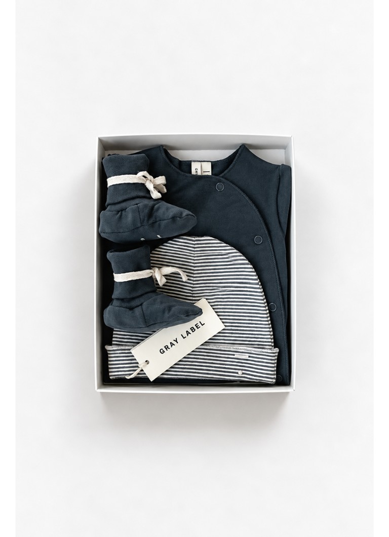 Gray Label Meisjes Babyschoentje met babypak en muts in giftset in de kleur Beige, maat: 3M-6M=62M