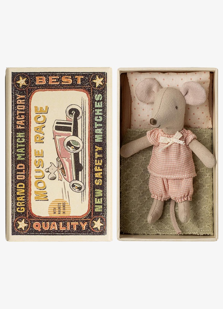 Maileg Little sister knuffel muis in geschenkdoos 13 cm in de kleur Wit, maat: 1MAAT