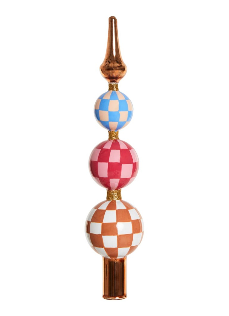 Yup in de Boom Piek Ruitjes kersthanger 28 cm Roze - Deal