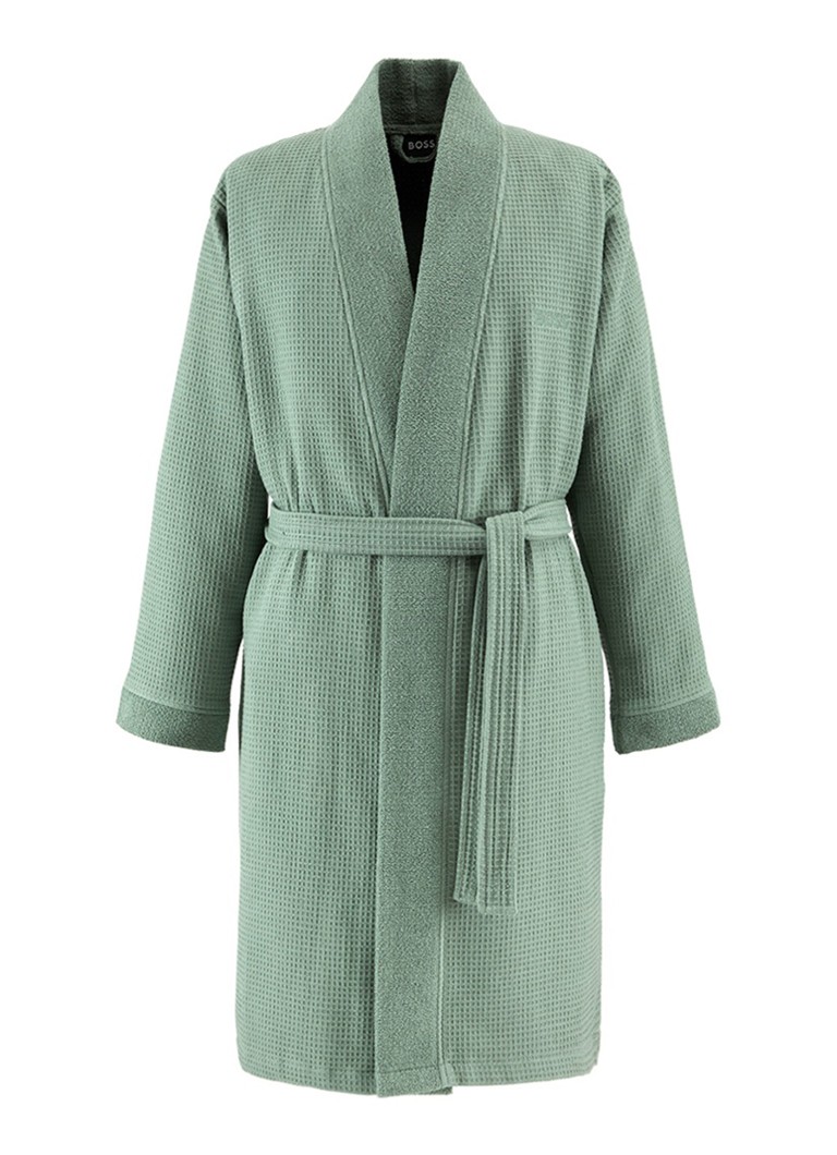 BOSS Dames Onsen badjas in de kleur Zeegroen