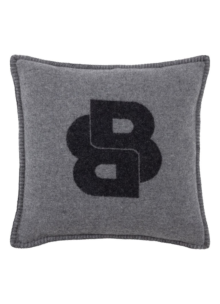 BOSS Signature sierkussenhoes in wolblend 45 x 45 cm Donkergrijs