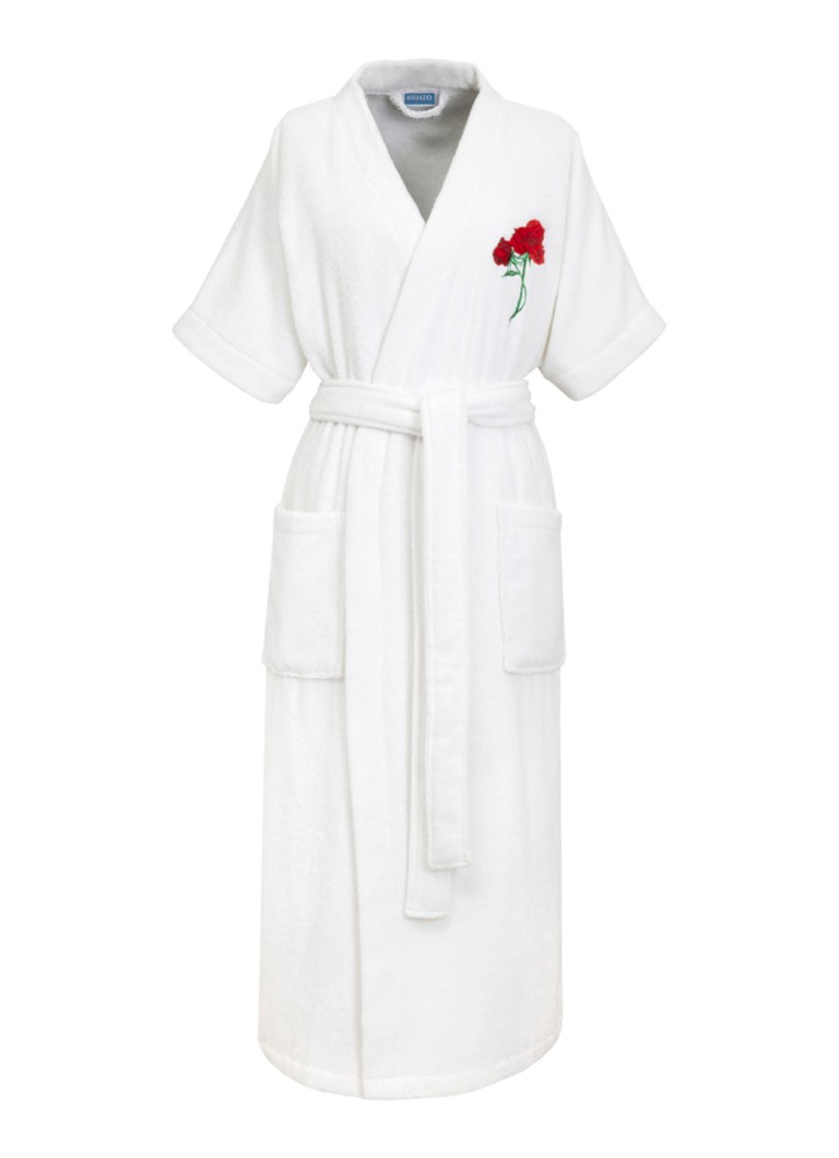 KENZO Dames K Roses badjas met borduring in de kleur Wit