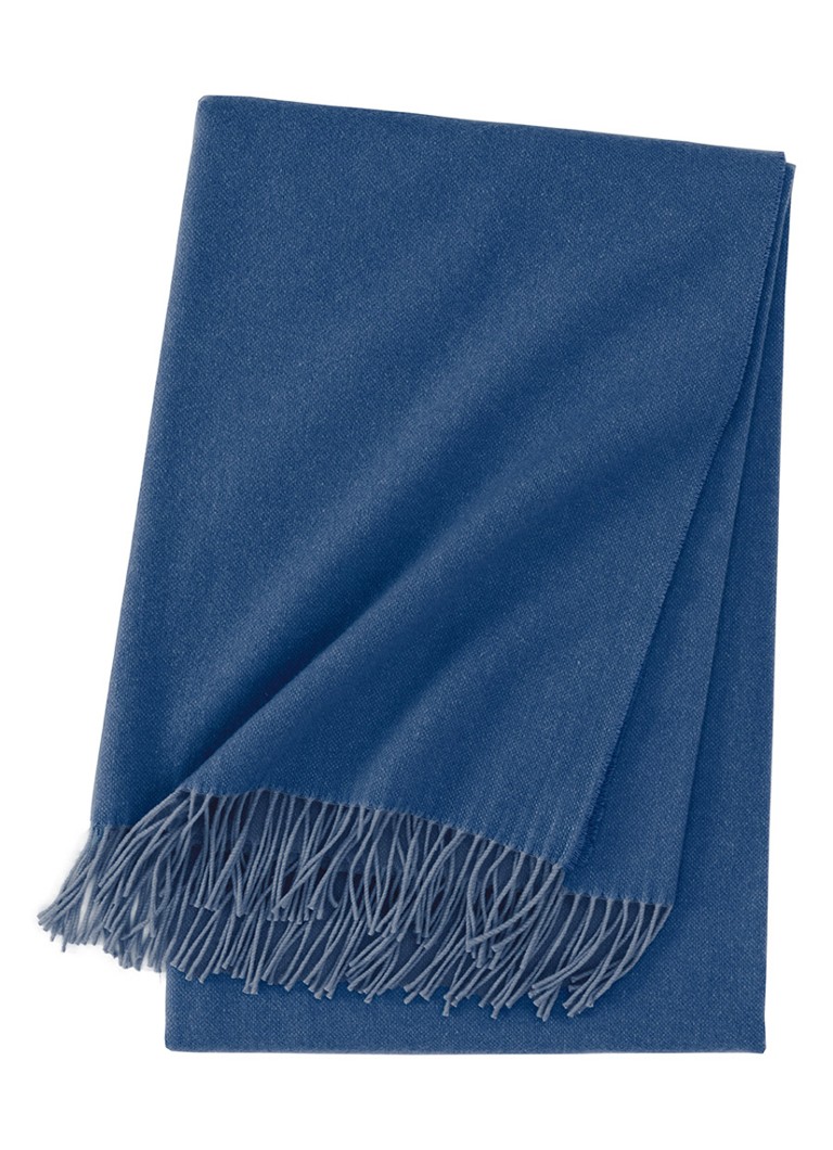 Yves Delorme Club plaid van wol met franjes 130 x 170 cm Blauw - Deal