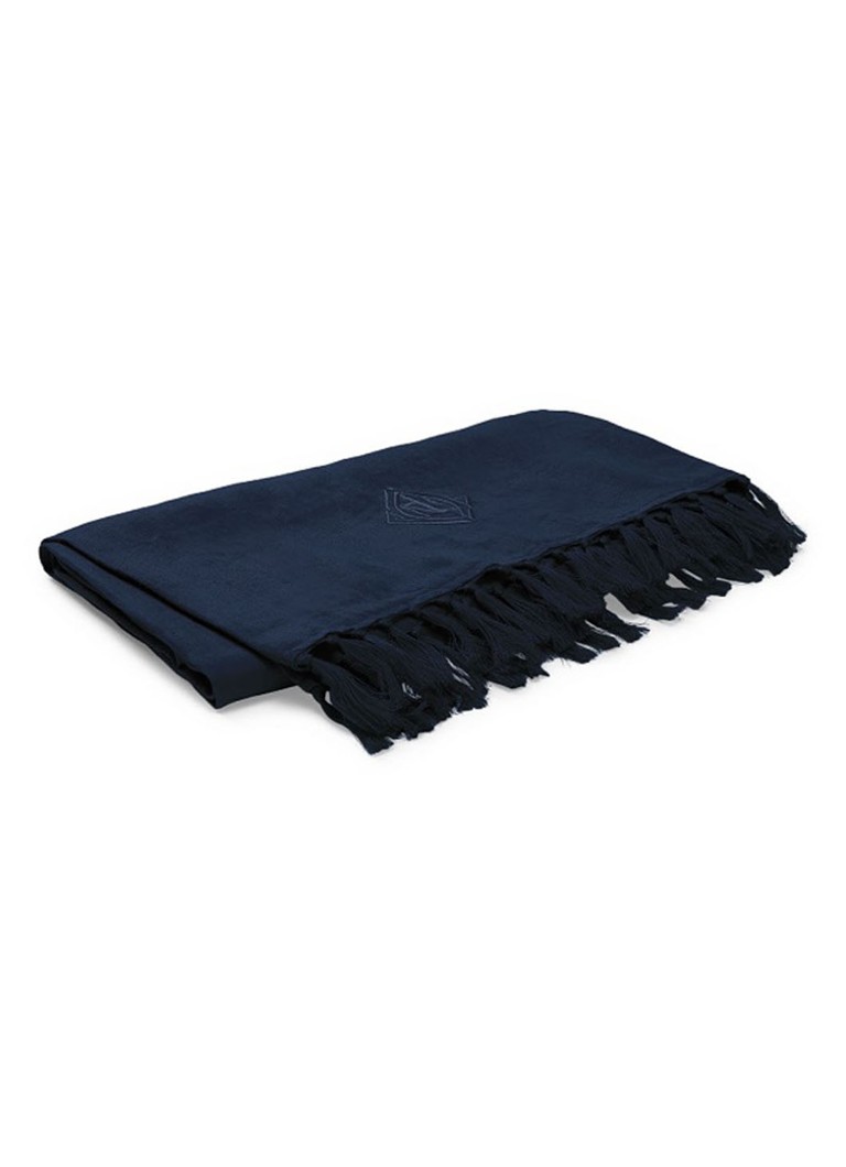 Ralph Lauren Penthouse plaid van linnensatijn 140 x 180 cm Donkerblauw