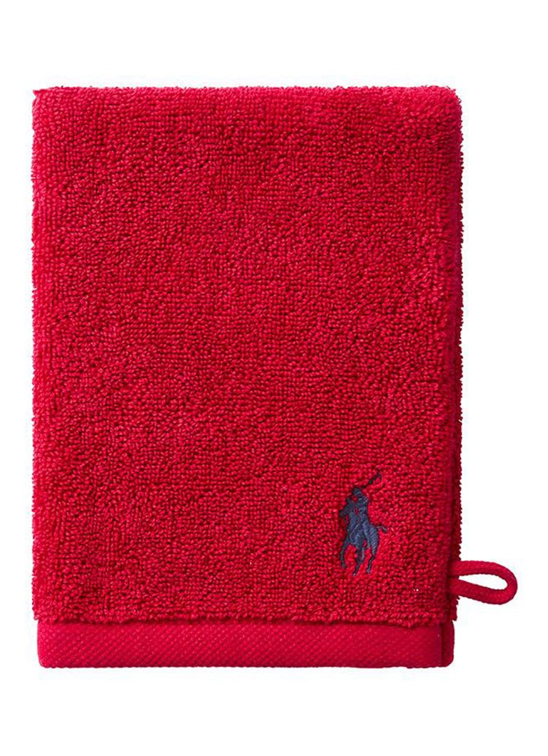 Ralph Lauren Polo Player washand - 15 x 21 cm Rood - Deal