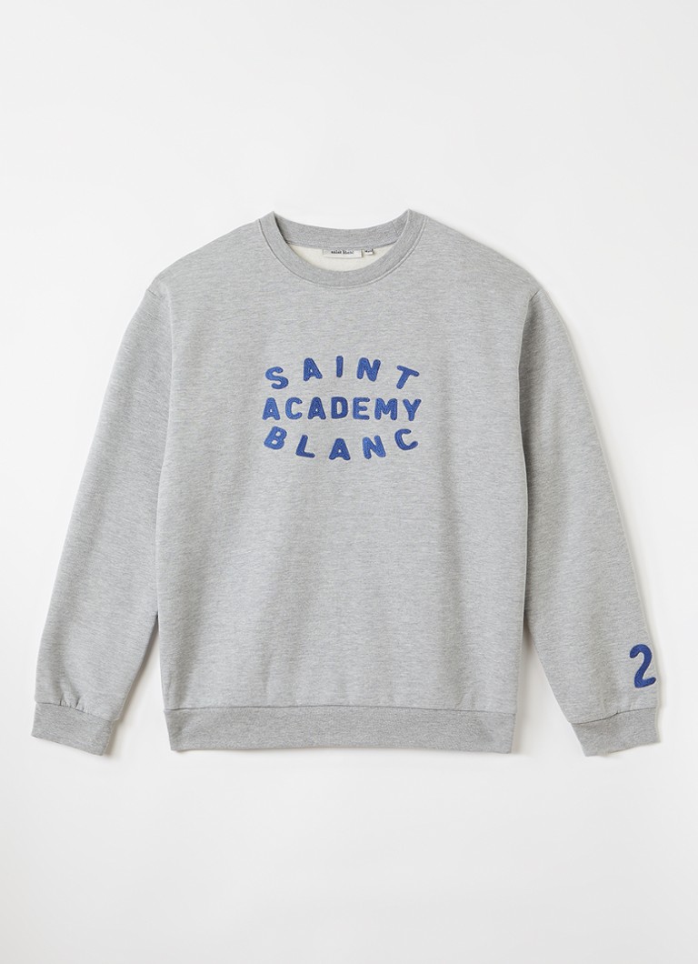 Saint Blanc Jongens Academy sweater met logoborduring in de kleur Grijsmele, maat: 10J=140