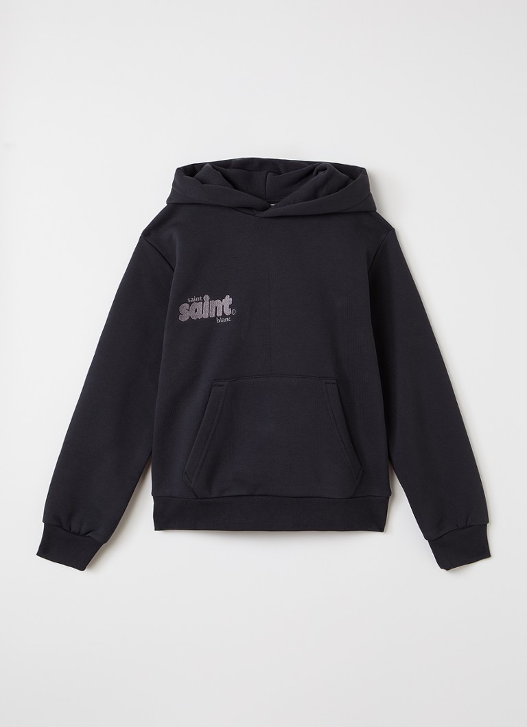Saint Blanc Jongens Full Service hoodie met logoborduring in de kleur Antraciet, maat: 10J=140