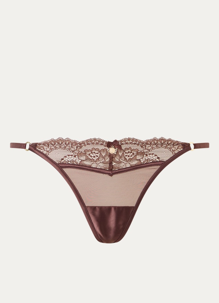 Lounge Dames Brianna string van mesh in de kleur Bruin, maat: XL