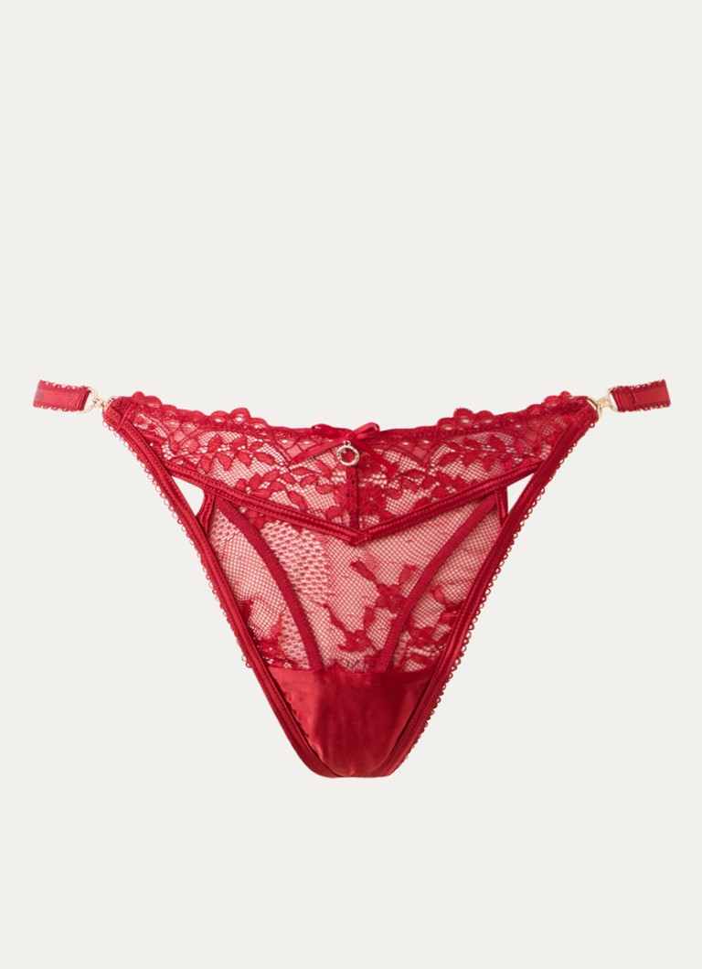 Lounge Dames Adore string van kant in de kleur Rood, maat: L