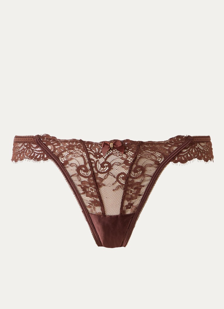 Lounge Dames Flutter string van kant in de kleur Bruin, maat: XL