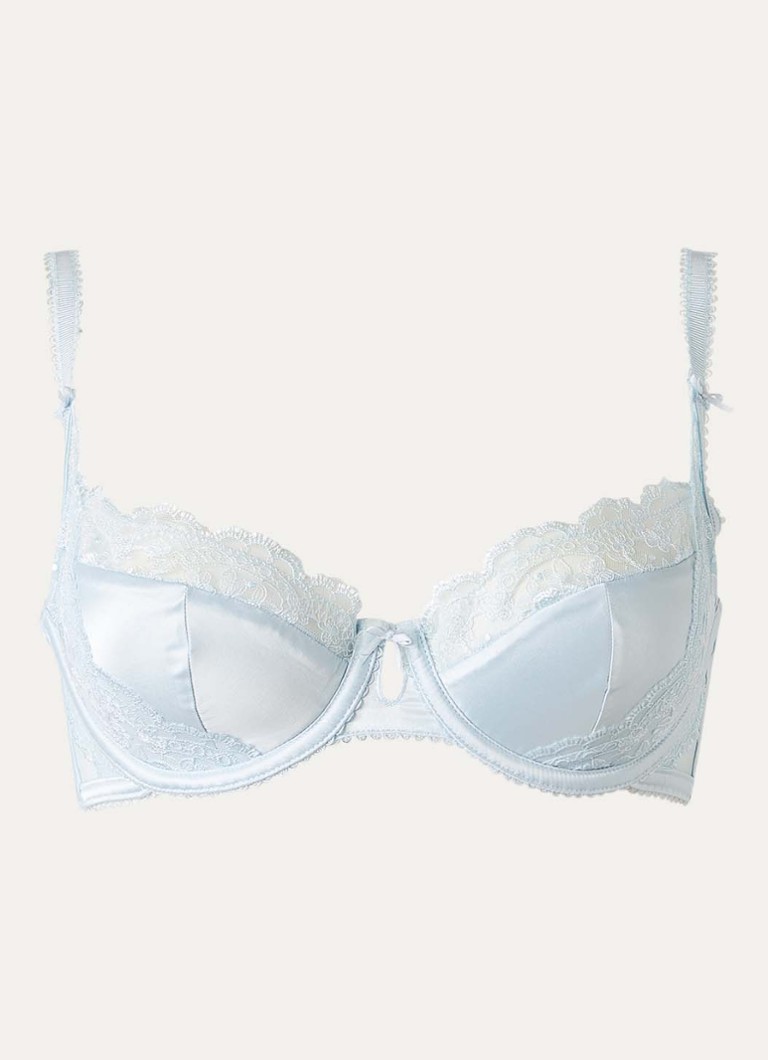 Lounge Dames Scandal balconette bh van satijn met padding in de kleur Lichtblauw, maat: C80