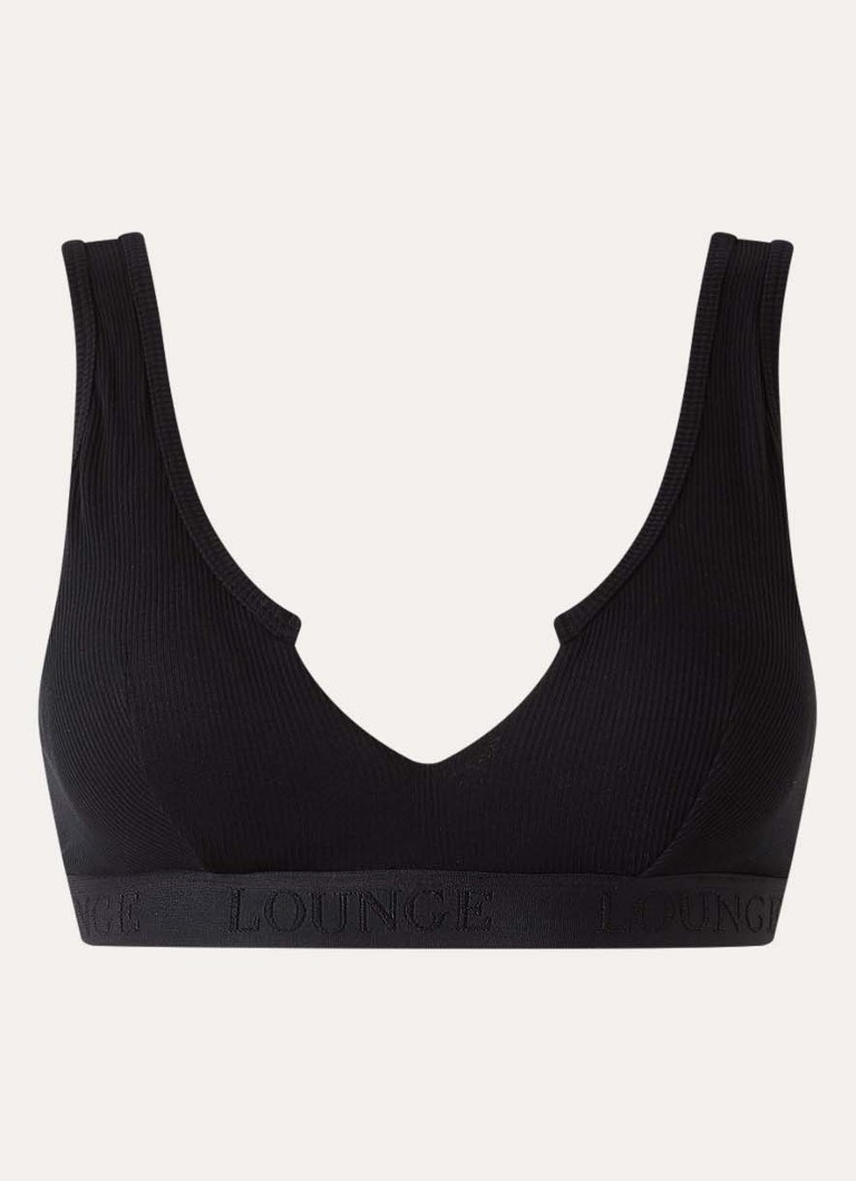 Lounge Dames Push up up bralette met logoband in de kleur Zwart, maat: XL