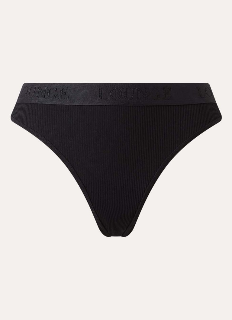 Lounge Dames Tanga met logoband in de kleur Zwart, maat: XS
