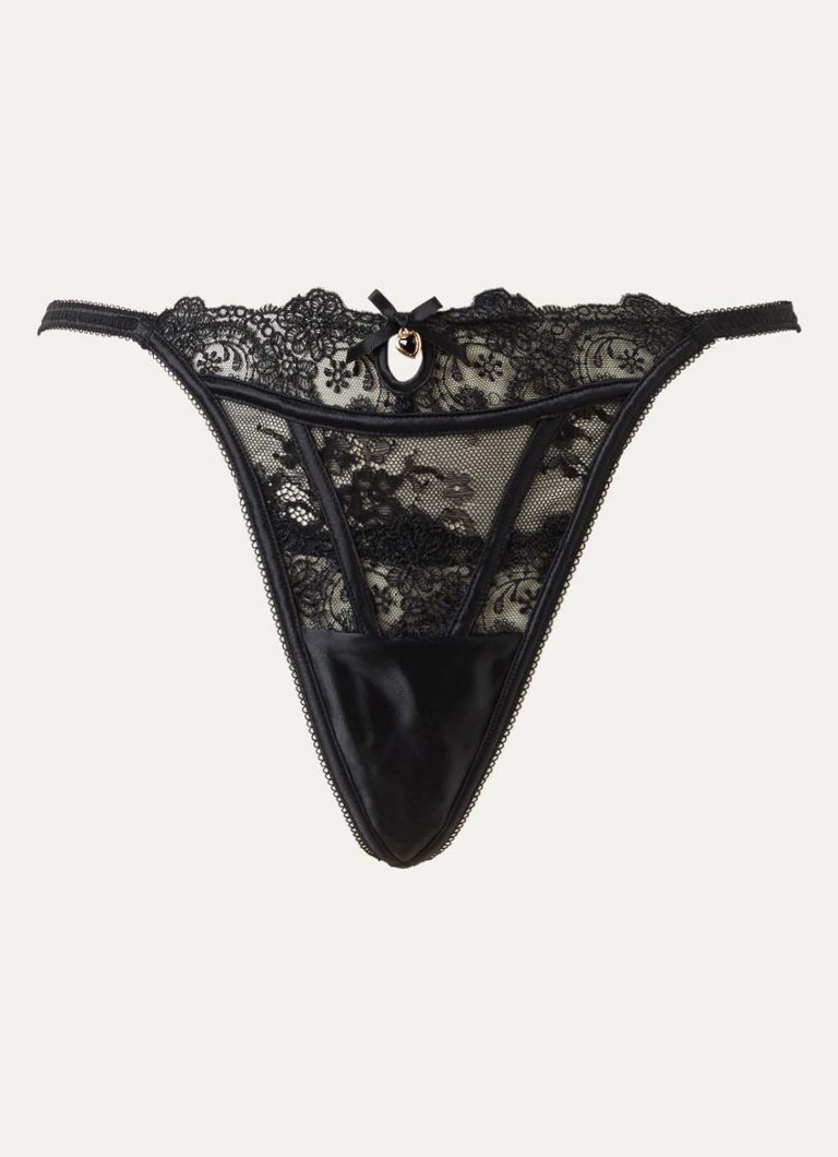 Lounge Dames Arabella string van mesh in de kleur Zwart, maat: XS