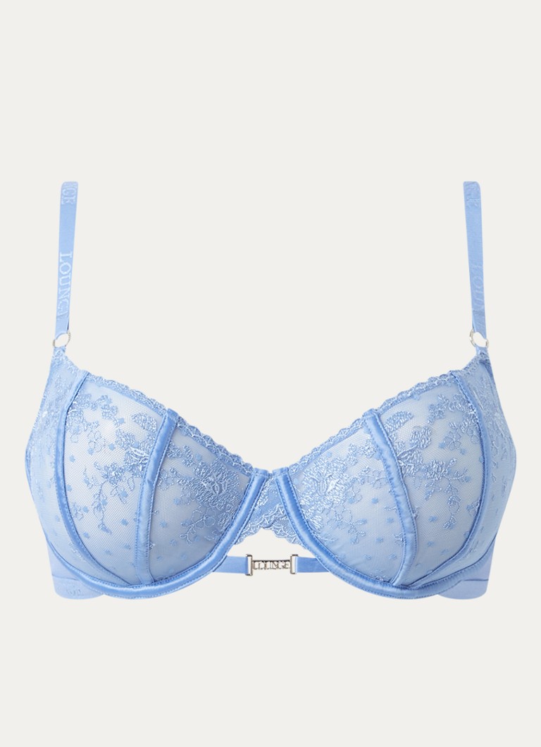Lounge Dames Flirt balconette bh van mesh in de kleur Blauw, maat: B70