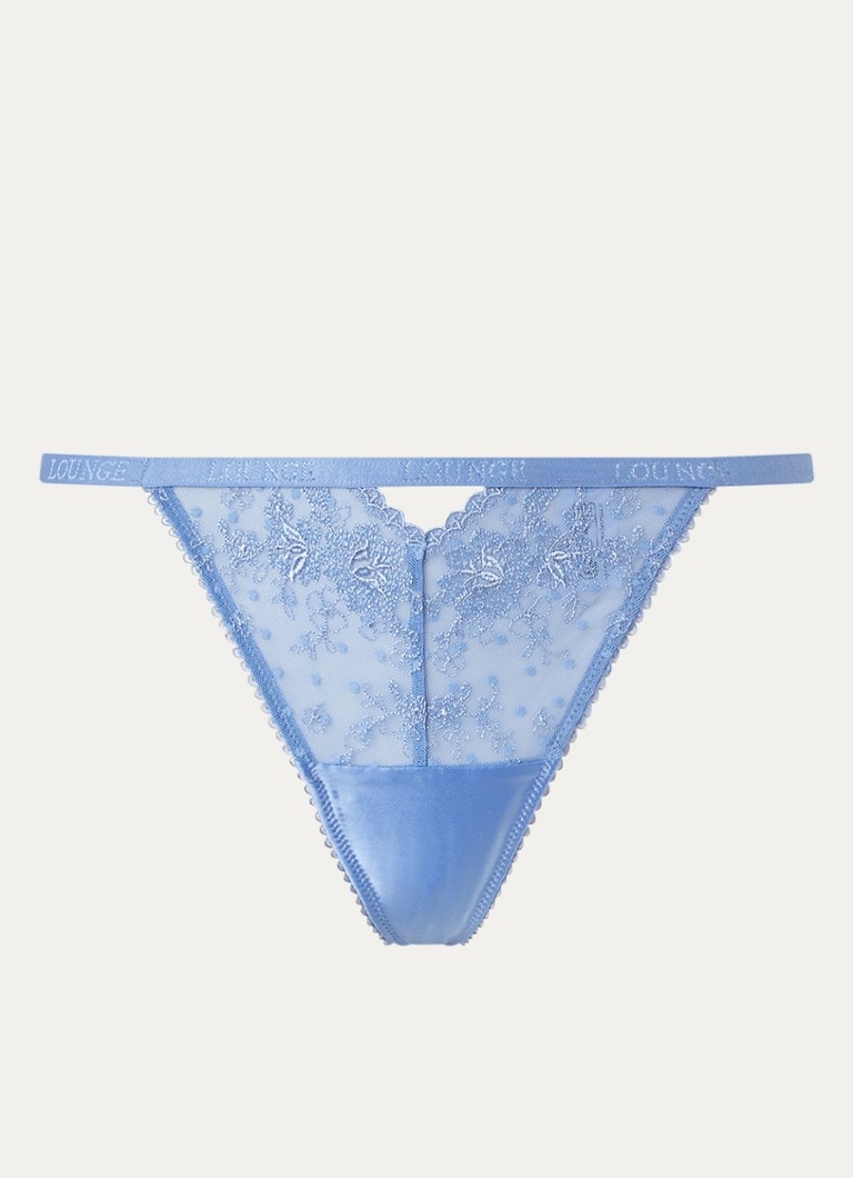 Lounge Dames Flirt string van mesh in de kleur Blauw, maat: S