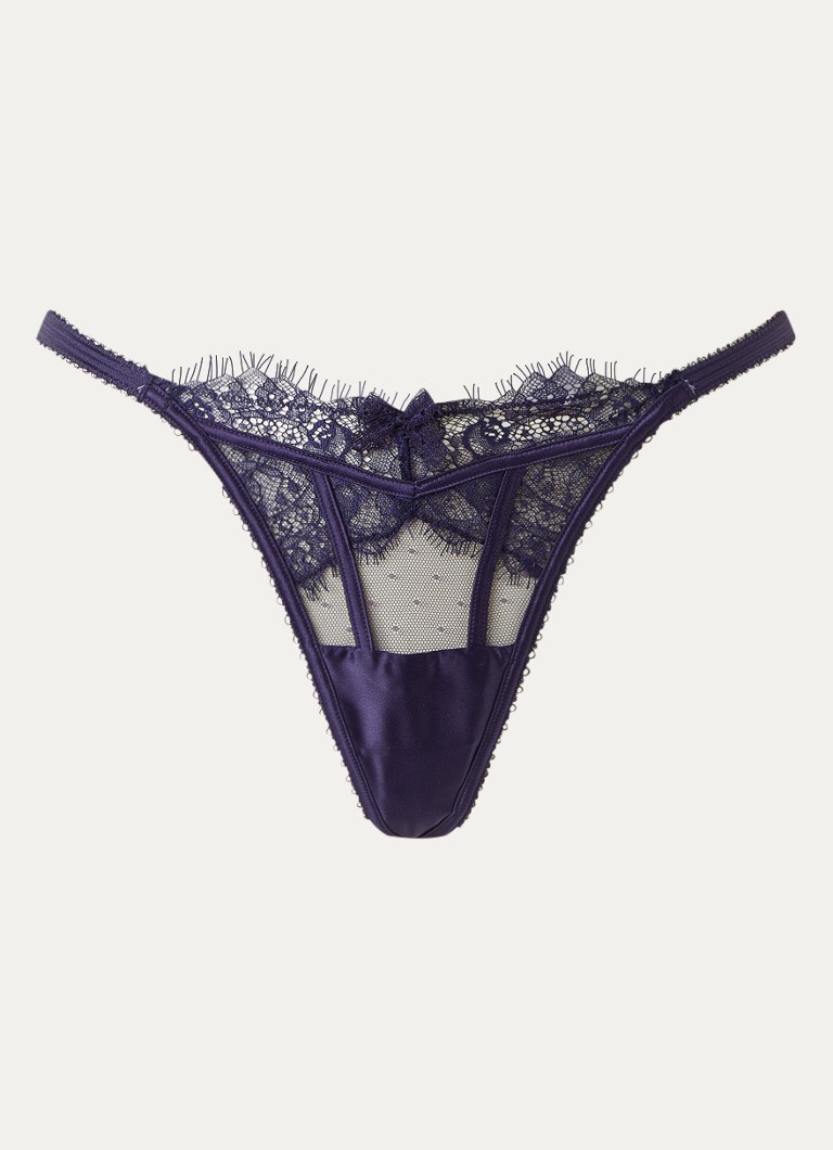 Lounge Dames Alessia string van mesh in de kleur Donkerblauw, maat: S