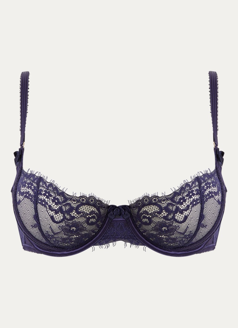 Lounge Dames Cassandra balconette bh van mesh in de kleur Donkerblauw, maat: D80