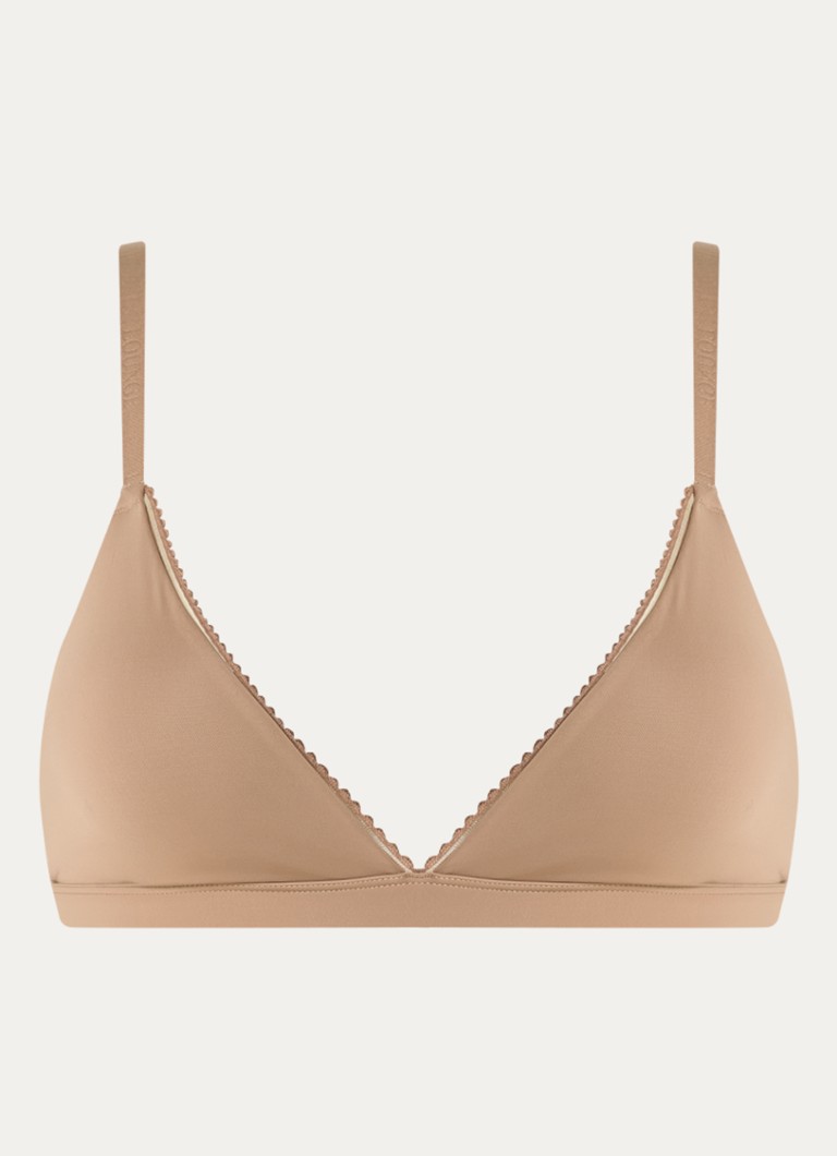 Lounge Dames Triangle bralette met mesh in de kleur Lichtbruin, maat: S