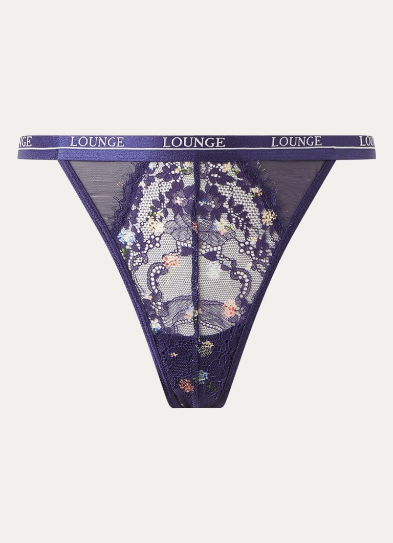 Lounge Dames Entice string van mesh met logoband in de kleur Donkerblauw, maat: XS