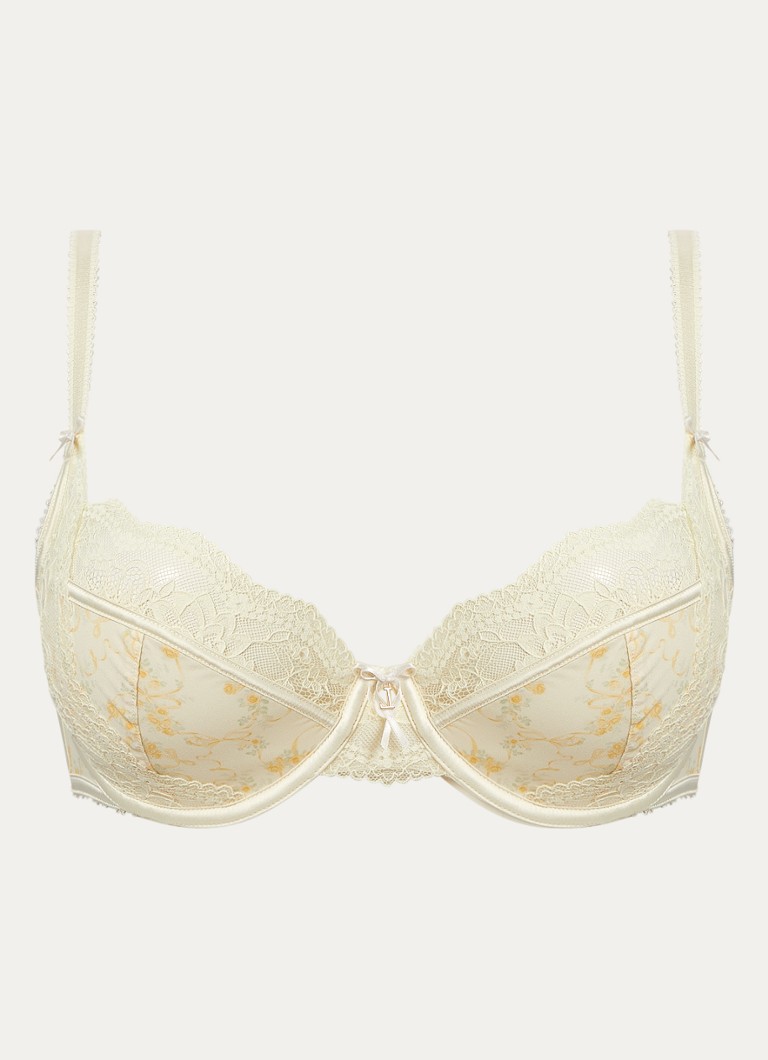 Lounge Dames Lila voorgevormde beugel bh met overlay van kant in de kleur Geel, maat: D70
