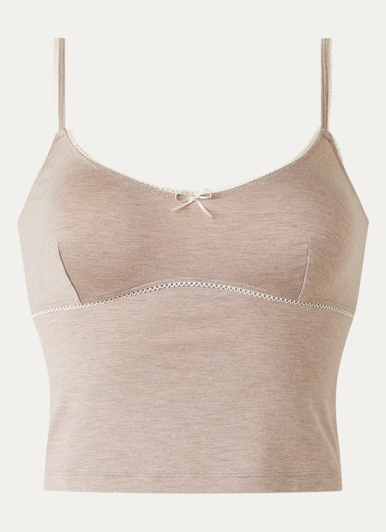 Lounge Dames Mouwloze pyjamatop in de kleur Donkerbeige, maat: S