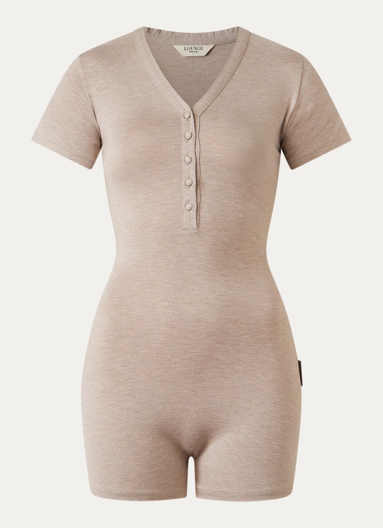 Lounge Dames Slim fit playsuit in de kleur Donkerbeige, maat: XL