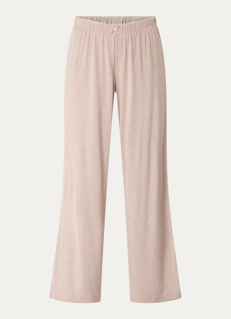 Lounge Dames Pyjamabroek met strikdetail in de kleur Bruin, maat: S