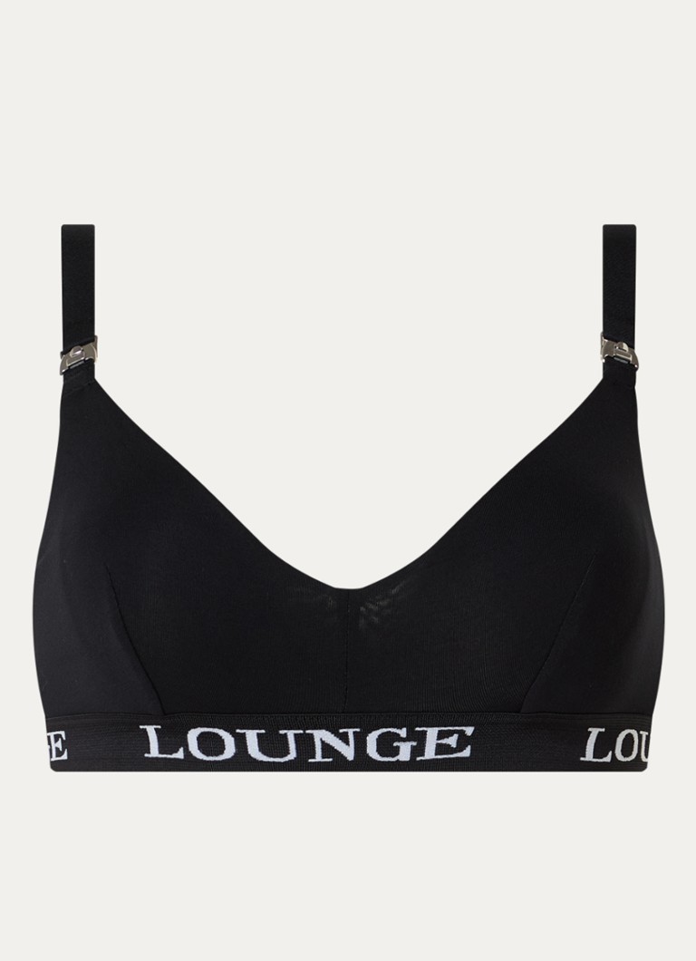 Lounge Dames Voedingsbh met logoband in de kleur Zwart, maat: XL