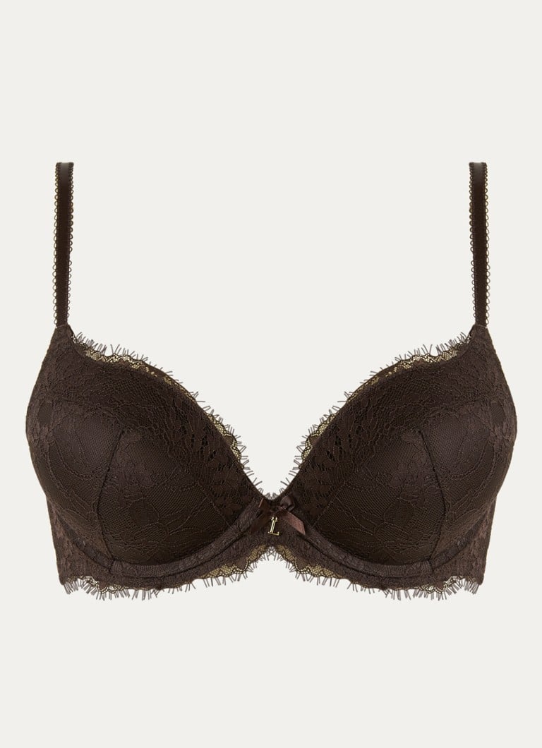 Lounge Dames Voorgevormde beugel bh met overlay van mesh in de kleur Donkerbruin, maat: B70