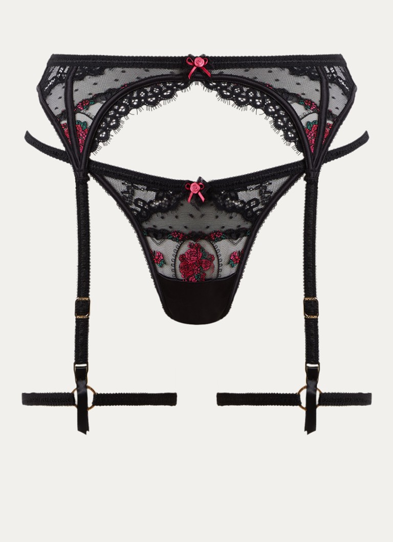 Lounge Dames Marielle jarretels van mesh in de kleur Zwart, maat: S
