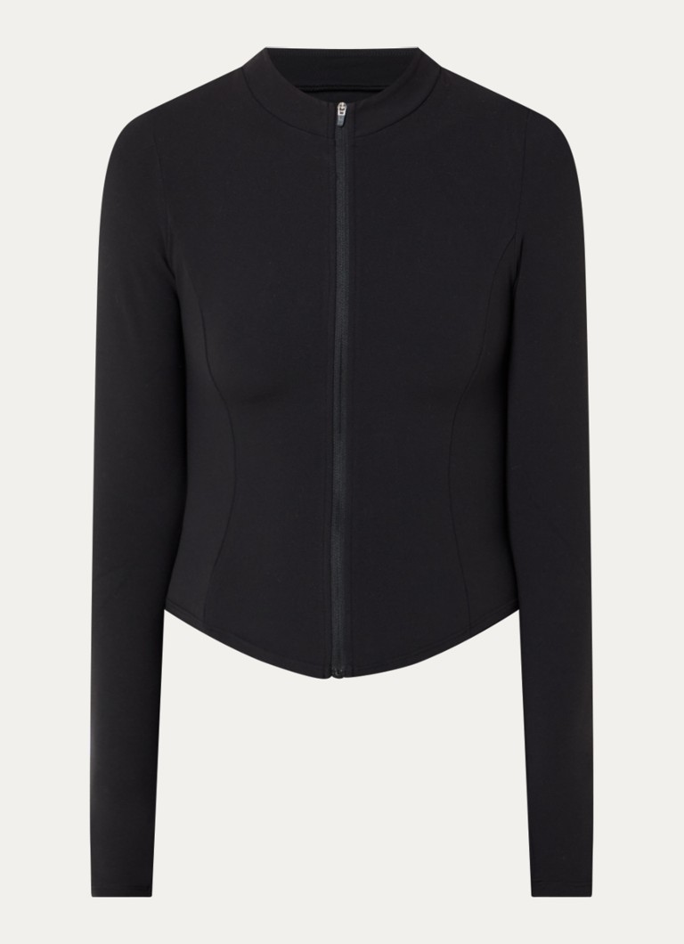 Lounge Dames Sweatvest met opstaande kraag in de kleur Zwart, maat: L