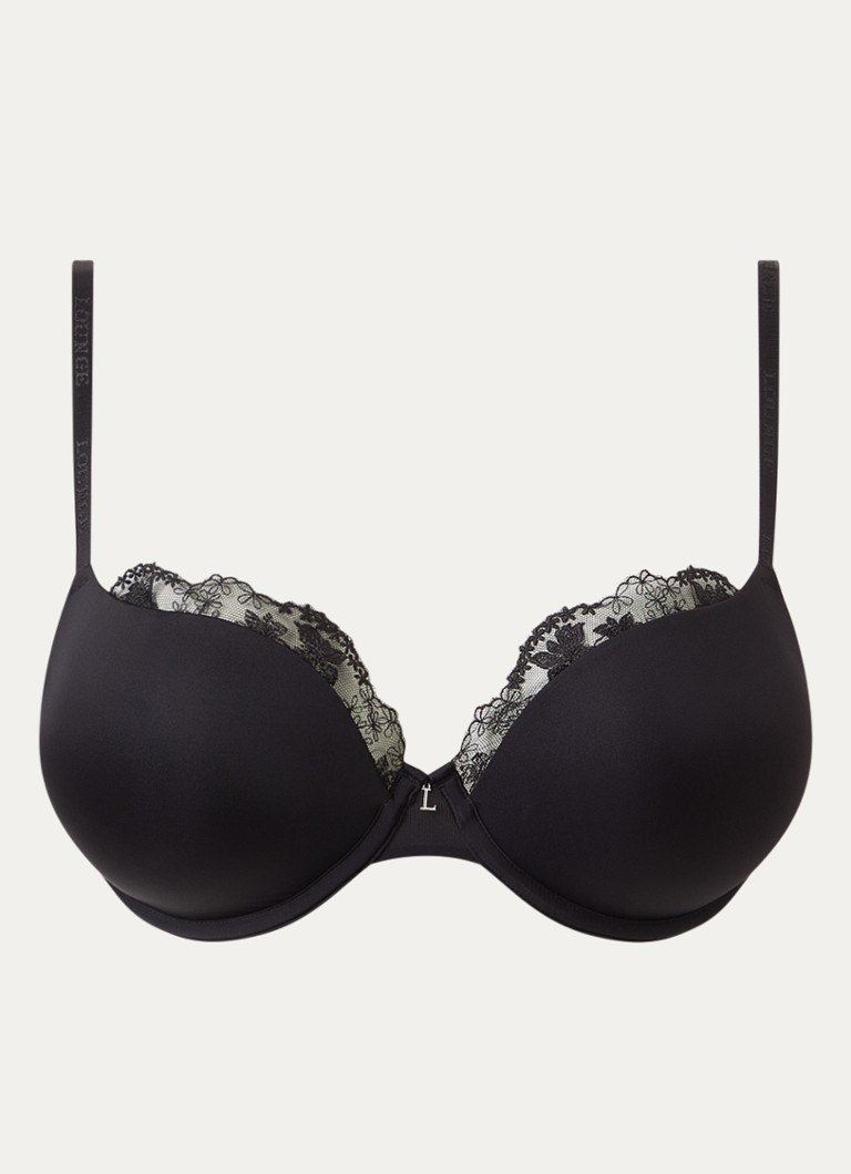 Lounge Dames Anti Gravity push-up bh met mesh in de kleur Zwart, maat: D80