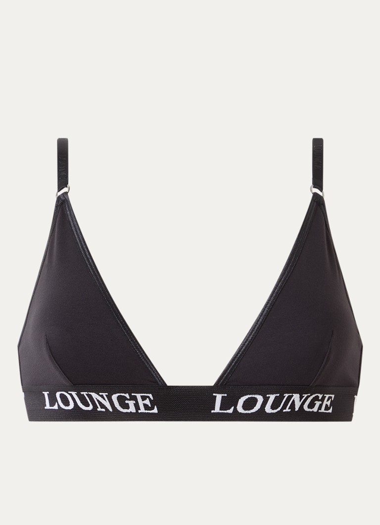 Lounge Dames Bralette met logoband in de kleur Zwart, maat: XL