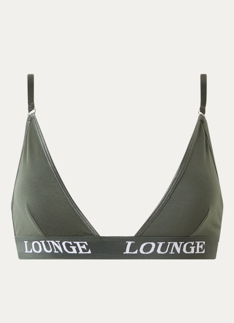 Lounge Dames Bralette met logoband in de kleur Donkergroen, maat: XL