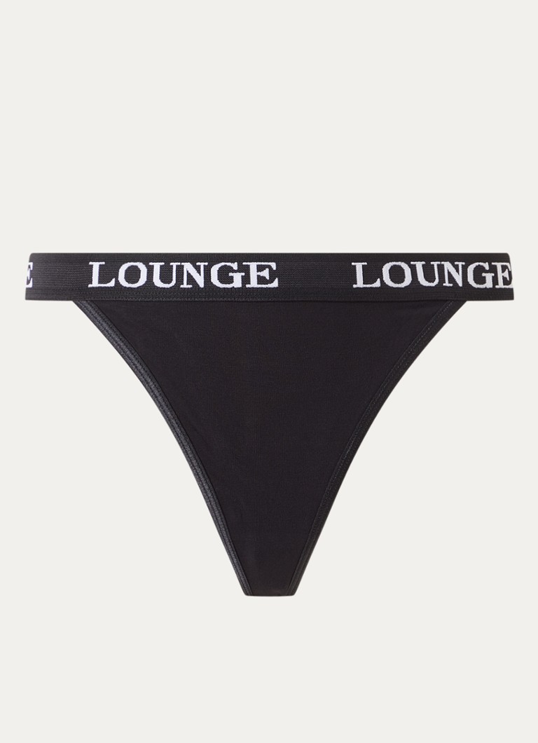 Lounge Dames Tanga met logoband in de kleur Zwart, maat: S