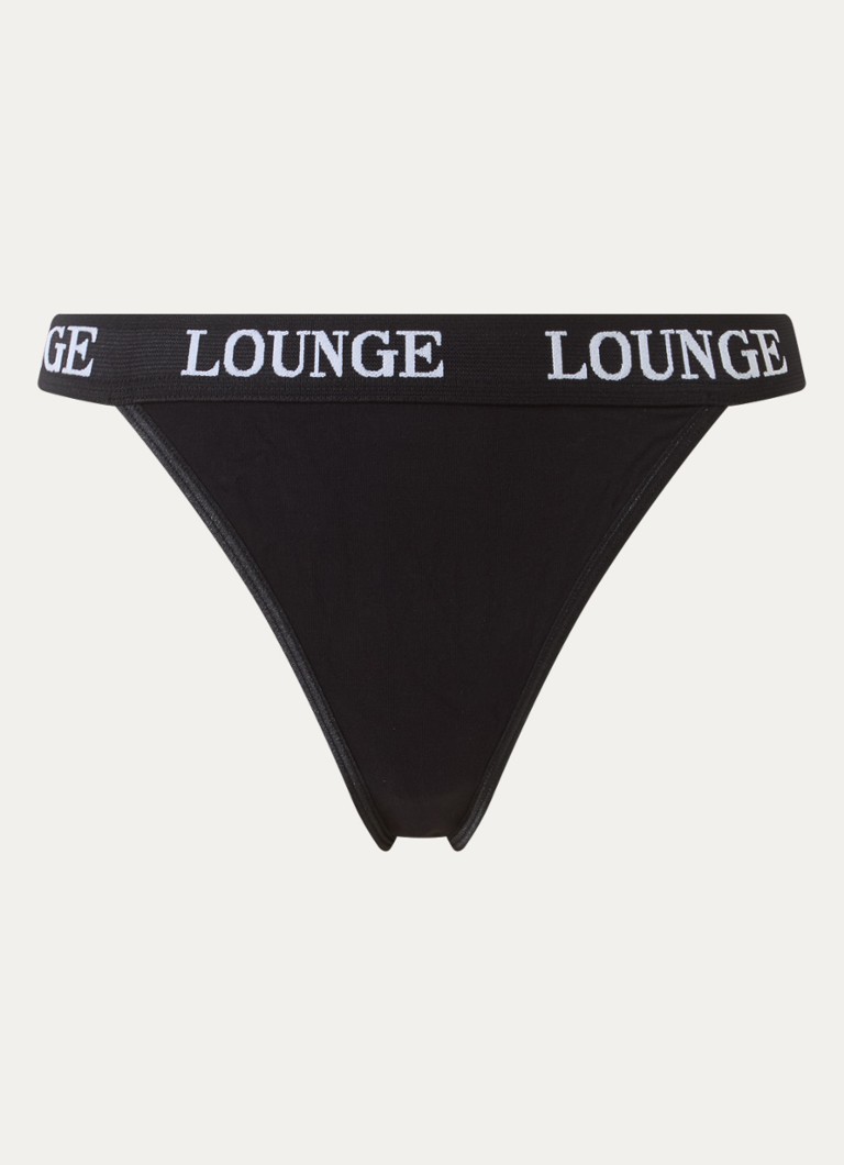 Lounge Dames Tanga met logoband in de kleur Zwart, maat: XL
