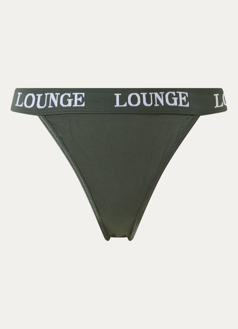 Lounge Dames Tanga met logoband in de kleur Olijfgroen, maat: M