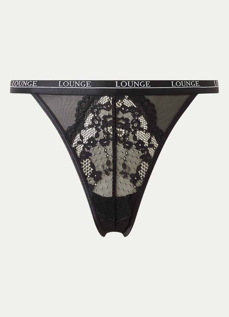 Lounge Dames Blossom tanga met logoband in de kleur Zwart, maat: XS