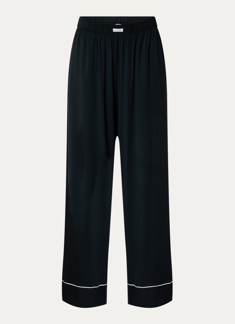 Lounge Dames Pyjamabroek met logo in de kleur Zwart, maat: XS