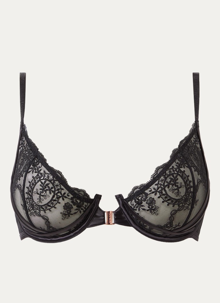 Lounge Dames Seduce balconette bh van mesh in de kleur Zwart, maat: C80