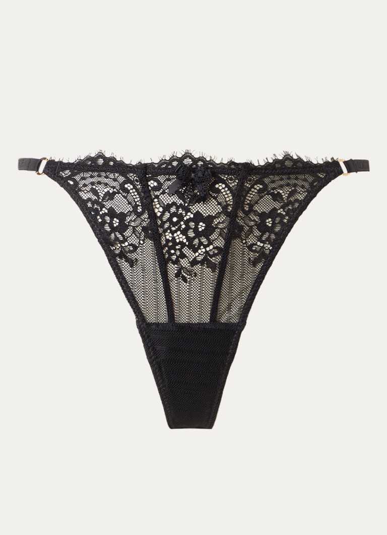 Lounge Dames Tempt tanga van kant in de kleur Zwart, maat: XL