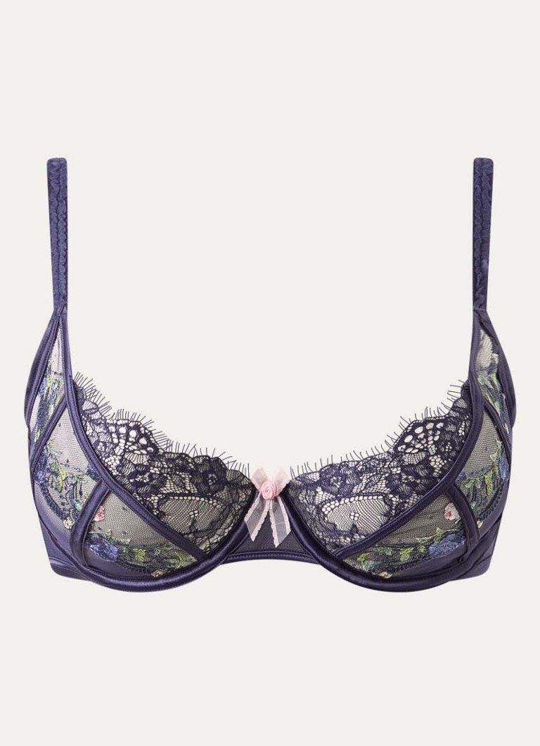 Lounge Dames Dahlia beugel bh van mesh met borduring in de kleur Donkerblauw, maat: E65