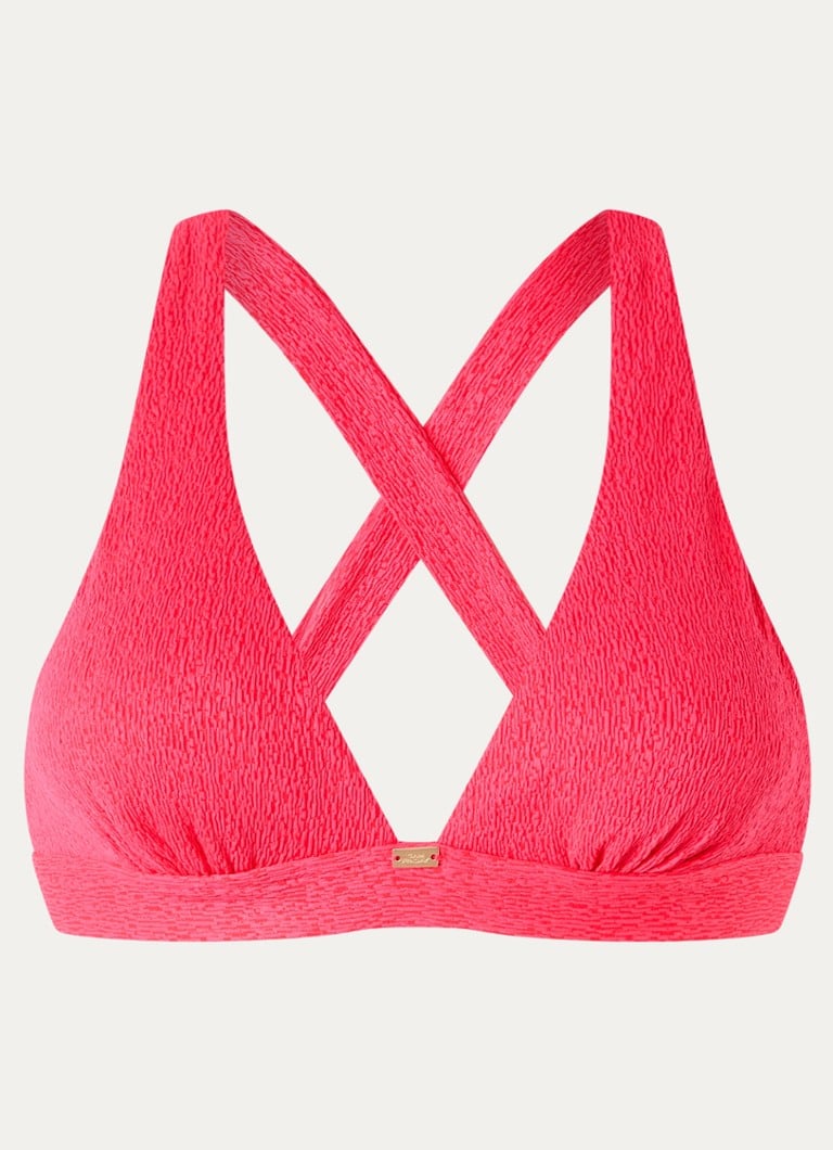 Sam Friday Dames Coco halter bikinitop met gekruiste banden in de kleur Neonroze, maat: S