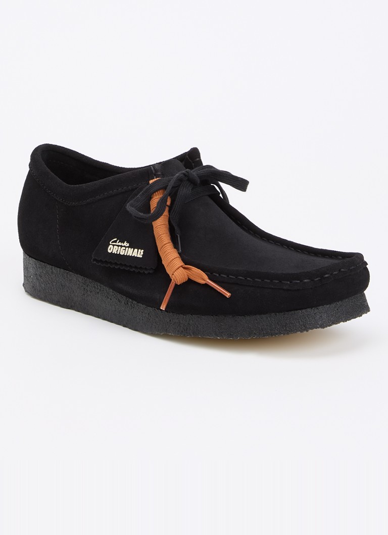 Clarks Originals Heren Wallabee veterschoen van suède in de kleur Zwart, maat: 43