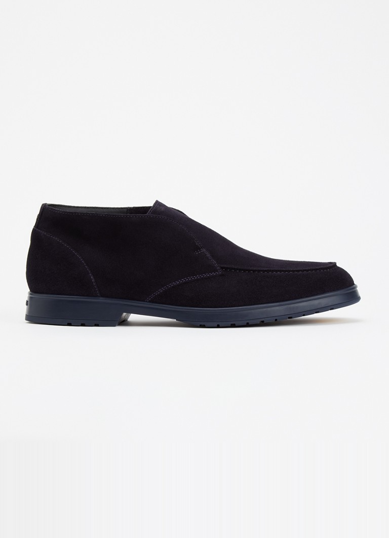 Doucal's Heren Chukka Adler Elast Visone slip-on van kalfssuède in de kleur Donkerblauw, maat: 45