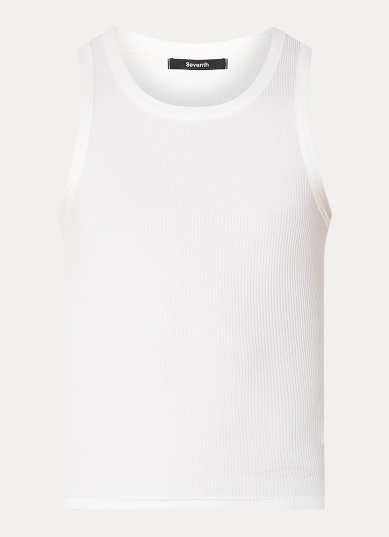 Seventh Heren Tanktop met ribstructuur in de kleur Wit, maat: M