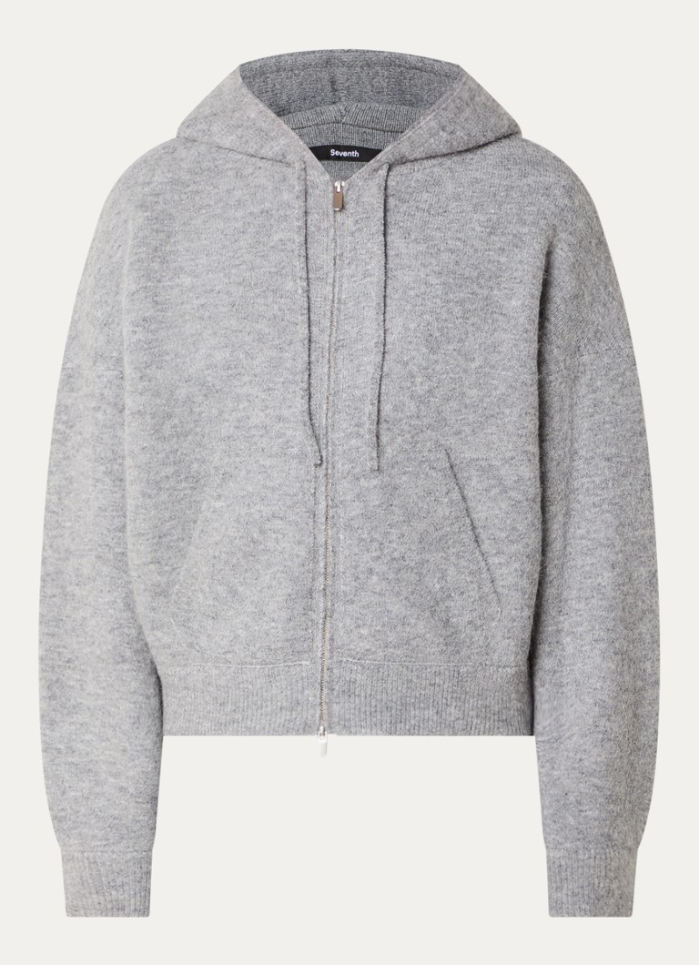 Seventh Heren Grofgebreid vest in wolblend met steekzakken in de kleur Grijs, maat: XL
